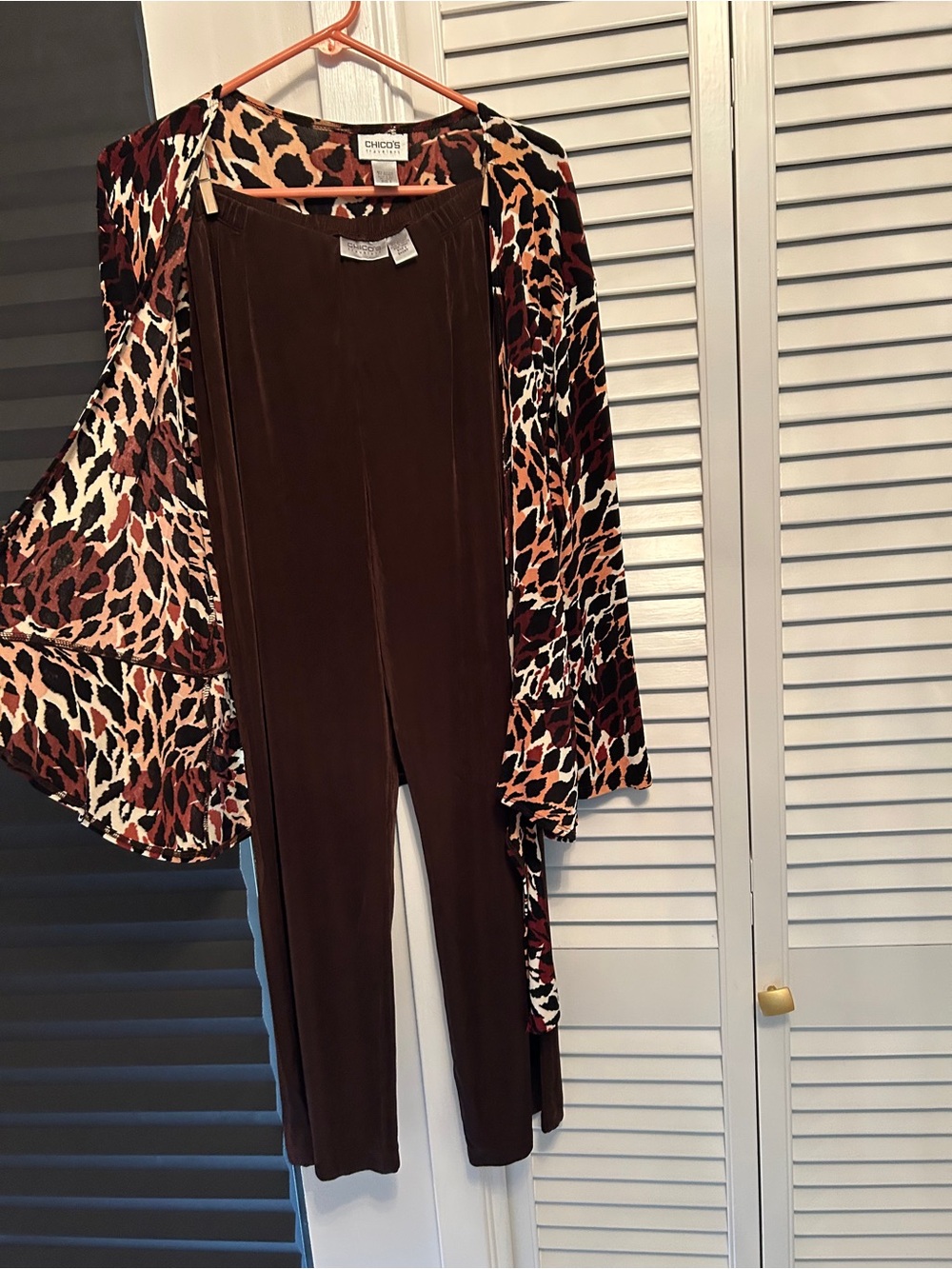 Chico's Travelers collection Brown & Rust Two-Piece Set. - Picture 2 of 5